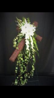 Moss Cross with Floral Spray