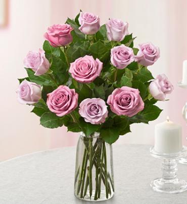 A Perfect Lavender or Pink Dozen Roses