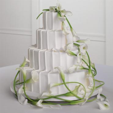 Pleated White Fondant Cake with Calla Lilies